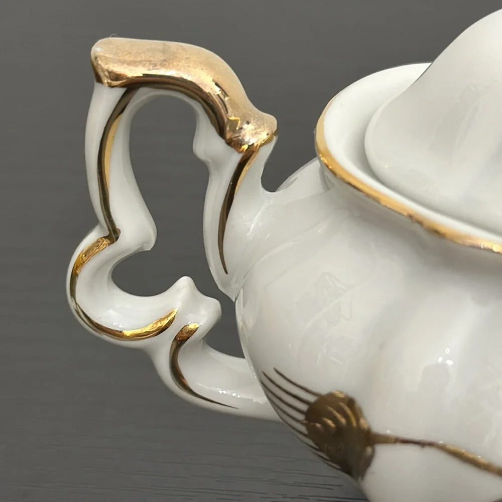 Lefton China Wheat #20120 Demitasse (mini) Cream & Lidded Sugar Bowl Gold Accent
